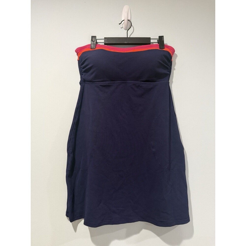 Tommy Bahama Strapless Swim Dress Womens Large Navy Stretch Minimal Travel Beach